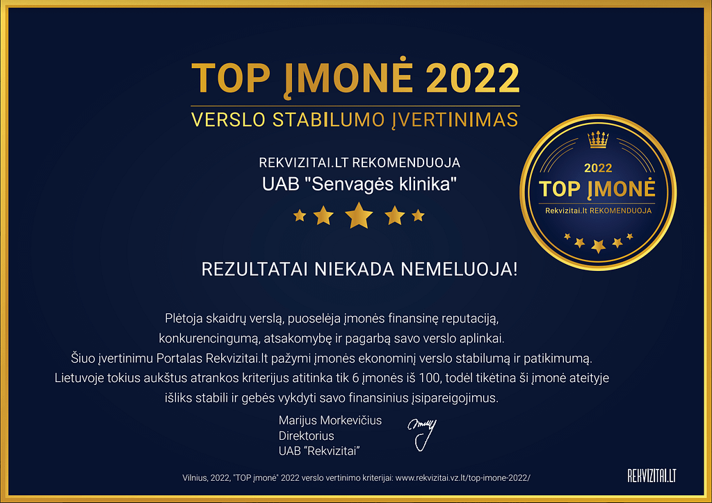 TOP ĮMONĖ 2022 - Senvagės klinika
